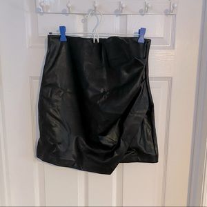 Calvin Ruched Faux Leather Skirt